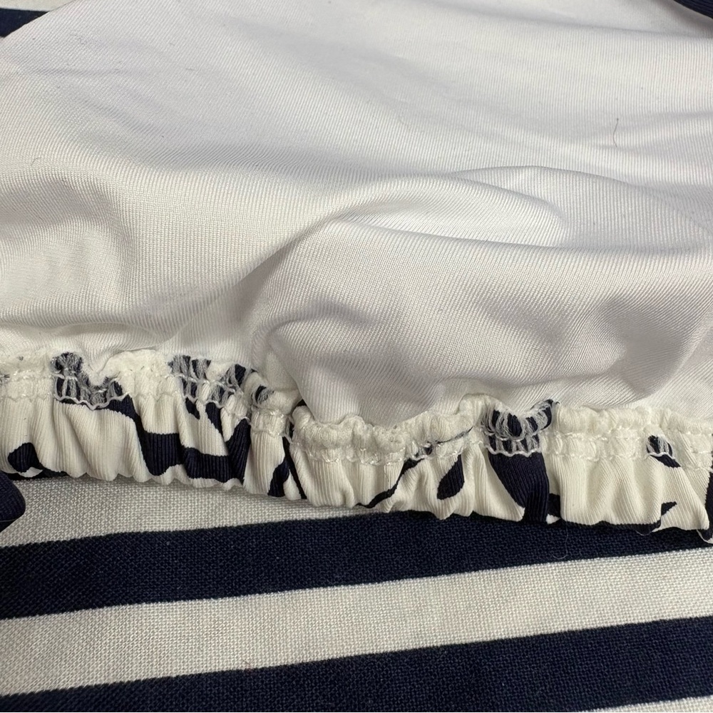 LA BLANCA Navy White Leaf Print Bikini Top Size 4 - Picture 6 of 10